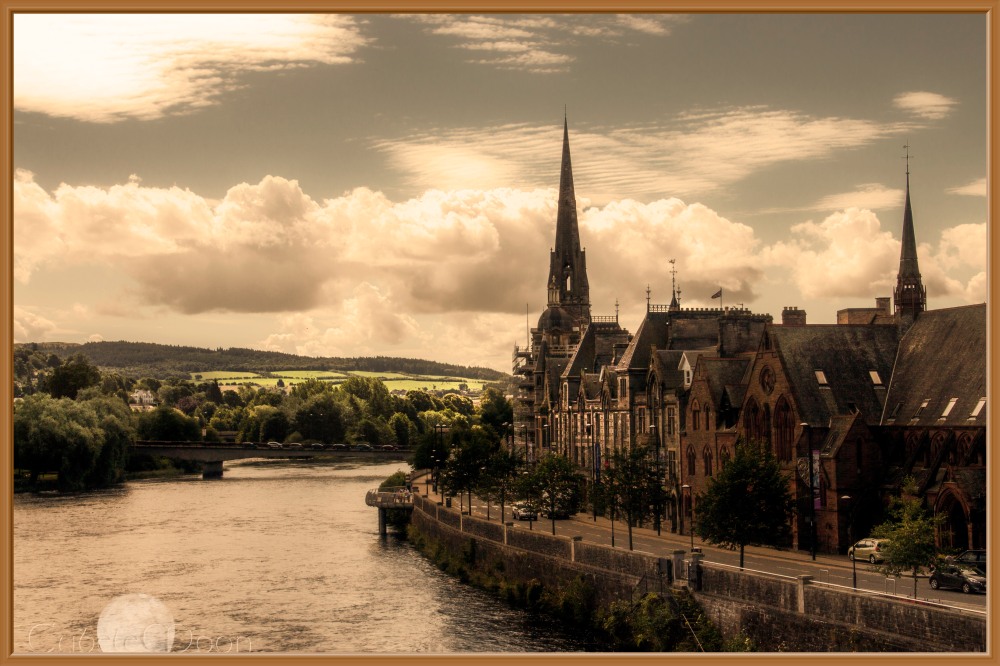 Perth on the River Tay framed